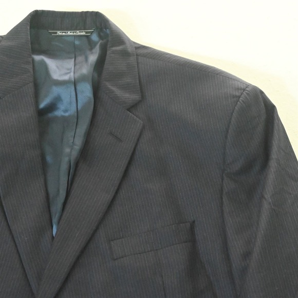 Neiman Marcus 46R Blue Striped 100% Wool‎ Sable Blazer Suit Jacket Sport Coat - Picture 2 of 12